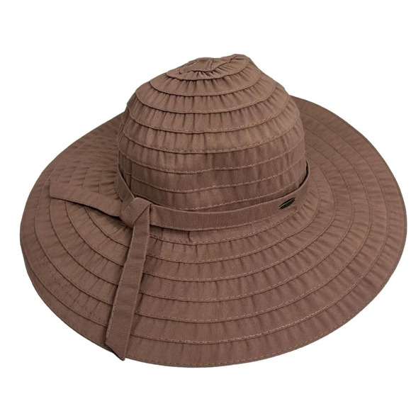 SCALA Brown Layered Fabric 3 1/2” Brim - Picture 1 of 8